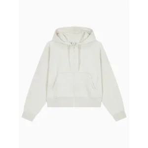 (매장정품) 캘빈클라인 진 CALVIN KLEIN JEANS 여성 아카이브 릴렉스핏 CK 스몰 로고 크롭 기모 후드 집업
