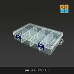 플라스틱 수납케이스 8칸 19.5x12.7x4.5cm 투명 보관함 약통 정리함 악세사리 보관함 비즈정리