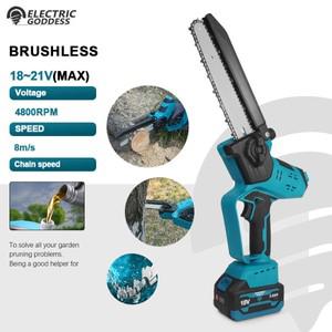 링쏘 전기 여신 8 인치 브러시리스 무선 전기 체인 톱 Makita 18V 배터리 용 충전식 목공 정원 전동 공구