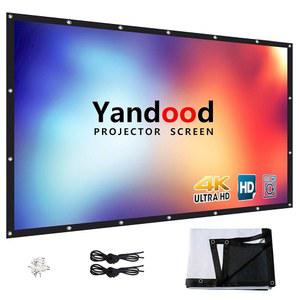프로젝터 화면 120인치 16:9 HD 휴대용 접이식 실버 블랙 백업 프로젝션 스크린 홈 실외 실내 극장용 영화 방지