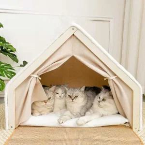 겨울 고양이 하우스 캣플 동굴집 방석 반려동물 방한 보온