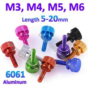 1Pc M3 M4 M5 M6 알루미늄 스텝 엄지 나사 컴퓨터 케이스 널링 손잡이 볼트 양극 처리 된 색상 L = 5-20mm