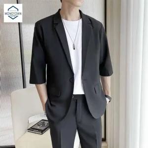 소매자켓 팬츠 정장세트 7부 반팔 정장 남성
