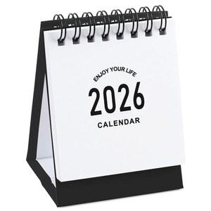 미니 데스크 캘린더 2025 - 소형 2025년 7월부터 2026년 12월까지 홈 오피스 스쿨용 스티커가 부착된 두꺼운 종이 트윈 와이어 바인딩(블랙-화이트)