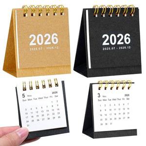 2팩 미니 책상 캘린더 2025-2026, 소형 스탠딩 플립 2026, 2025년 7월부터 2026년 12월까지 일일 일정 학교 사무용품을 위한 월간 데스크톱