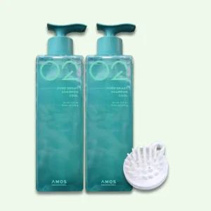 아모스 퓨어스마트 샴푸 쿨 500g 2개+샴푸브러쉬 시원한