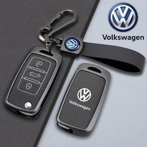 가죽 자동차 플립 키 케이스 커버 쉘 폭스바겐 VW 폴로 골프 파사트 티구안 비틀 캐디 Eos 키체인 액세서리