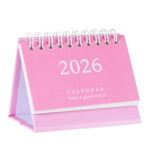 작은 달력 2025-2026, 핑크 미니 책상 스탠딩 플립 형태 2025년 7월부터 2026년 12월, 가정, 학교 또는 사무용품용 두꺼운 종이 3.7인치 3.1인치