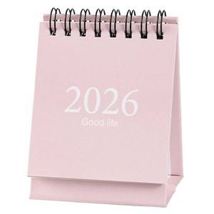 2026 미니 데스크 캘린더 월간 와이어바운드 심플 스타일 3.9인치 x 3인치 - 핑크(2026년 1월~2027년 7월)