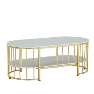 골드 대리석 소파 테이블 타원형 거실 인테리어 탁자 테이블(골드) - 100x50x45cm