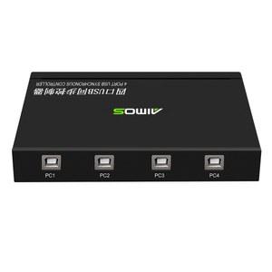 캡처보드 AIMOS AM KM402 포트 USB 동기화 장치 키보드 마우스 동기 컨트롤러 알루미늄 합금 KVM 스위처 넓은 호환성