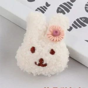 귀여운 화이트 털실브로치 토끼 인형뱃지 브롯지-WF60793