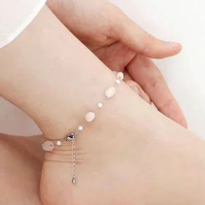 써지컬 스틸 로즈쿼츠 원석 체인 패션 발찌-WF69605