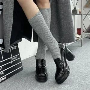 에나멜 각코 가보시 통굽 페니 청키굽 로퍼힐-WDCCBA9