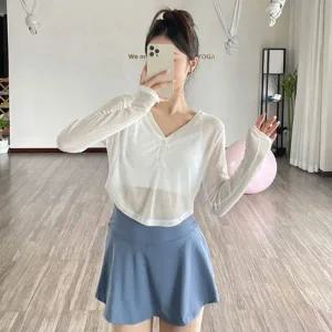 여성 요가 커버업 긴팔 티셔츠 1P 루즈핏 필라테스-WFHFWTW