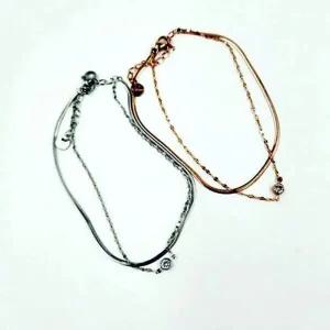 뱀줄 발찌 써지컬스틸 두줄체인-WFH7HED