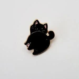 귀여운 미니 고양이 뱃지 블랙 가방장식 브로치-WFH90IS