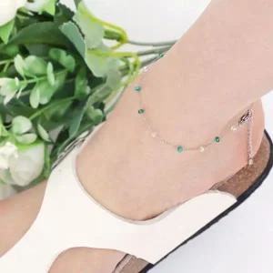 써지컬 스틸 그린 비드 체인 패션 발찌-WF695D7