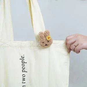 토끼인형뱃지 털실브로치 브롯지 귀여운 라이트브라운-WF60797