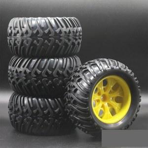 KovDem 5가지 색상 RC 고무 스펀지 타이어 휠 림 HSP 1:10 몬스터 빅풋 트럭 88005 94111 94108 94188(노란색)