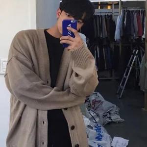 남자 가을 봄 남자가디건 브이넥 남성가디건 긴팔 오버핏 가디건 기본 티셔츠