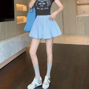 여성 미니 호박 치마 하이웨스트 짧은 스커트 1P 밴딩