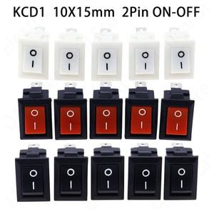 510Pcs 푸시 버튼 스위치 10x15mm SPST 2Pin 3A 250V KCD11 스냅인 OnOff 로커 10MM x 검정색 빨간색과 흰