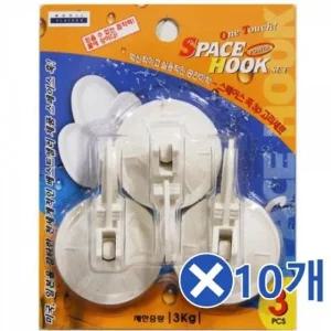 흡착형 벽후크 3Px10개 벽걸이고리 벽걸이후크 도어훅 (WFK13UV)