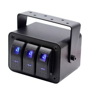 3갱 로커 스위치 박스 12V SPST ON OFF 방수 알루미늄 패널 야간 발광