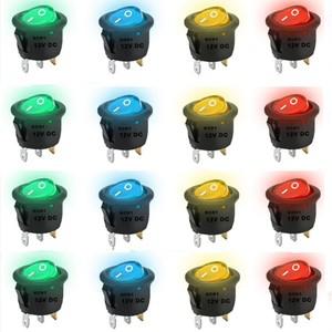 8pcs KCD1 OnOff 3핀 2위치 스냅 20A 12V 빨간색 LED 라운드 보트 로커 스위치가정용 DIY 교체용 포함