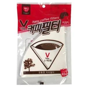 하니 커피필터여과지(v형) 1-4인용(40매입) 핸드드립 (WFK312F)