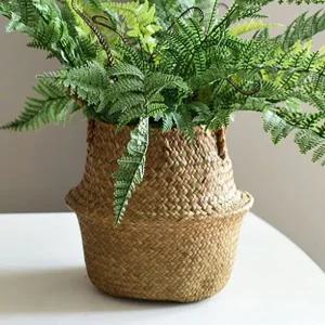 자연 가든 해초 화분 바구니 꽃 꽂이 손잡이 커버