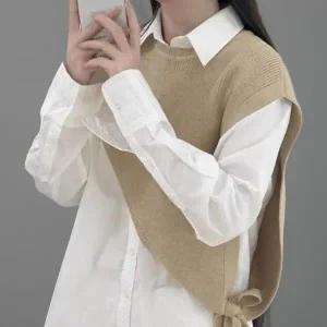 [하프클럽/]여성용 사선 스트랩 삼각형 어깨 숄 케이프 스타일 가디건
