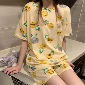 ONM 반팔 베이직 파인애플 여름 잠옷 파자마