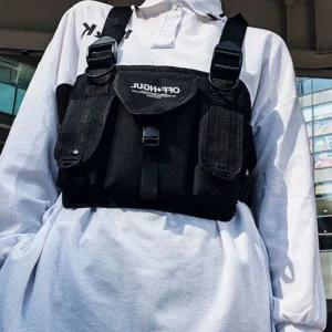 테크웨어 운동 가방 체스트 가슴가방 조끼 검정색 백 테크웨어