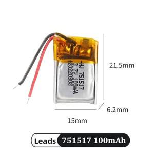 751517 3.7V 100mAh XH2.54/PH2.0 플러그 Lipo 드론 배터리 Wltoys V272 RC 쿼드콥터 원격 제어 헬리콥터