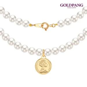 [골드팡]14k 멜로우 엘리자베스코인 진주 비드목걸이 12mm