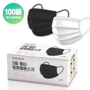 (오늘출발) 3중 필터 일회용 마스크 소형 블랙 100매