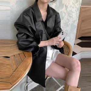 보이프렌드핏 레더 롱자켓_F2920