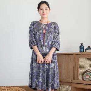 허니 포켓 7부 소매 원피스 / 23SS94-2 / 4060 마담의류 / 엄마옷 / 할머니옷 / 빅사이즈 / 실버다이아몬드
