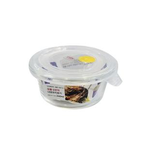 원형 내열유리반찬통 240ml 전자렌지 밀폐 냉동밥보관용기