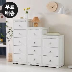 로엘 서랍장 3종세트 1200 틈새(5단/4단/3단/화이트)