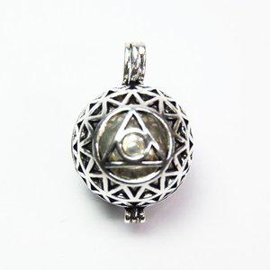 방울이 든 중형 태양차크라심볼 문양 볼 목걸이 (황동)