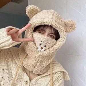 뽀글이 바라클라바 곰돌이 후드넥워머 겨울 안면보호-WFGVJ1E
