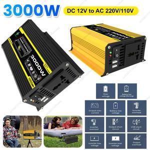 3000W 차량 스마트 인버터 DC 12V AC 110/220V 자동차 전압 변압기 RV 캐러밴 용 내장 퓨즈 디지털 전원 인