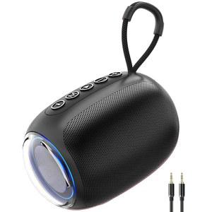 멜로이스 휴대용 블루투스 스피커, 3.5mm AUX 입력, HD 사운드 포함 무선 12시간 재생 시간, 내장 마이크, 라인인/TF 카드 지원/USB 드라이브 재생(블랙)