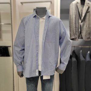 [하프클럽/본]BON 본 F/W 봄가을 코튼100%스트라이프 블루 오버핏 캐주얼 남방 BN4F613BL