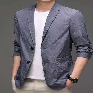 여름 자켓 재킷 반팔 7부 카라 캐주얼 5부 정장 봄 남성 이 뛰어난 아이스 실크 자외선 차단 의류 식 소형
