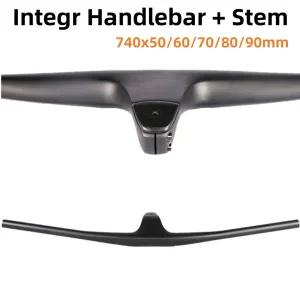 MTB 카본 핸들바 일체형 MTB 자전거 테이블 740mm 5060708090mm 일체형 스템 스티어러 28.6mm 핸들바 MTB
