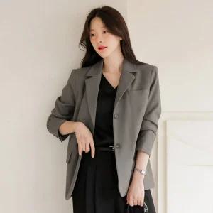 [시크라인] (~XL까지) 자르엘린 테일러드카라 투버튼 싱글자켓 가을 하객룩 오피스룩 모임룩 격식룩 빅사이즈